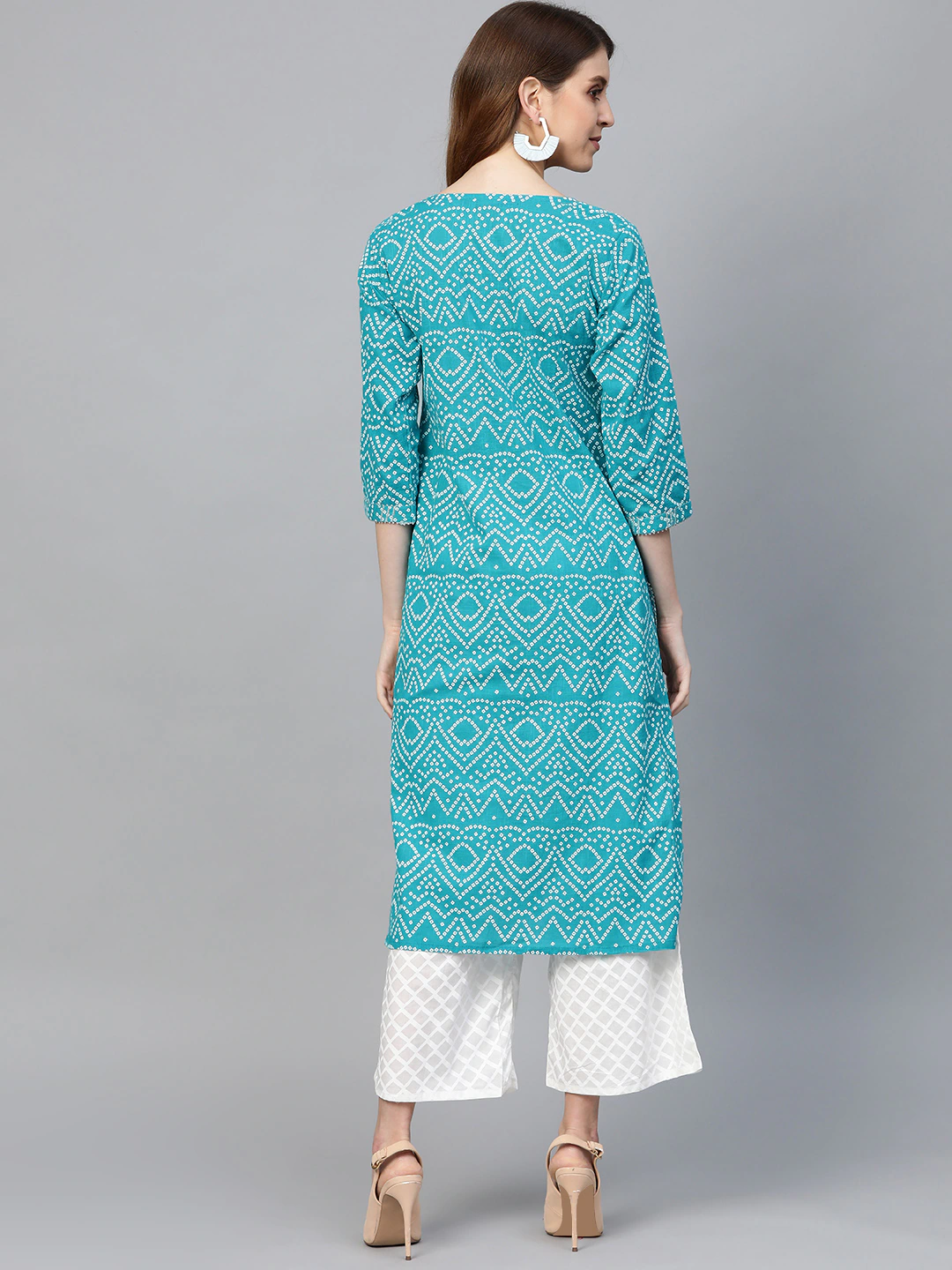 Women Turquoise Blue Print Kurta Set