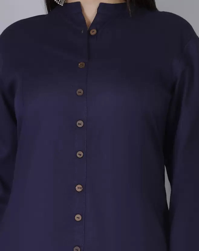 Women Viscose Rayon Blue Kurta set with Palazzo pants