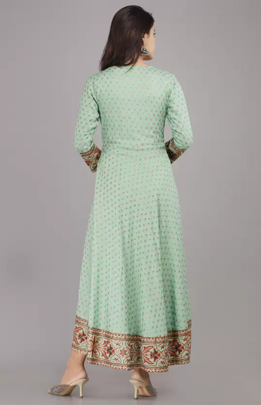 Women Viscose Rayon Long Kurta and Shawl set