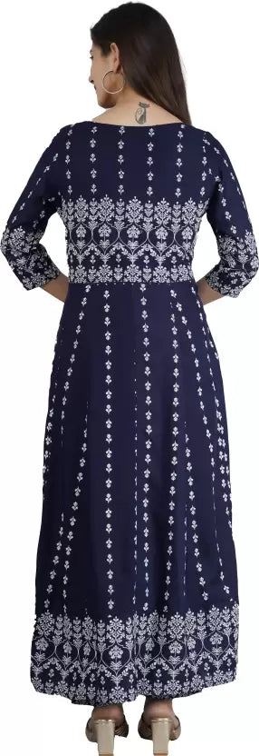 Women Viscose Rayon Embroidered Blue Kurta set with Dupatta