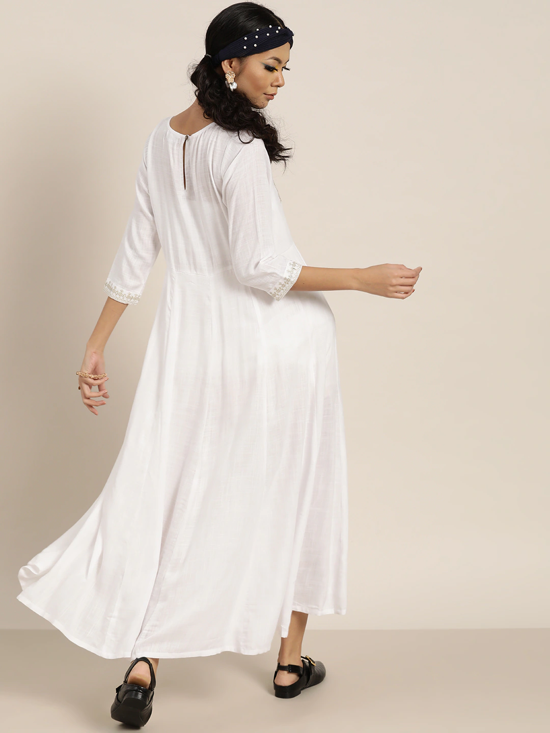 Women White Embroidered Dress