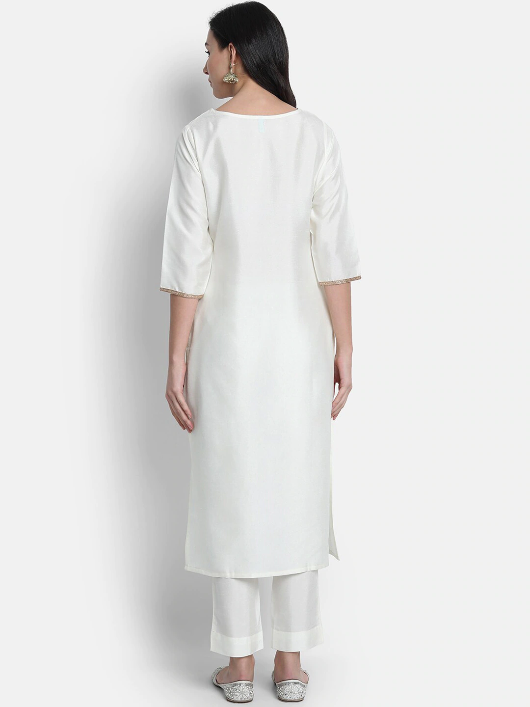Women White Solid Kurta Set