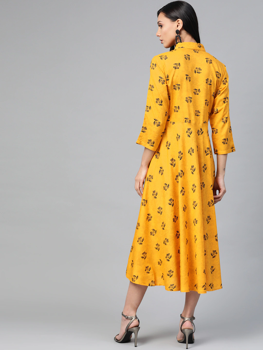 Women Yellow Floral Printed Dress