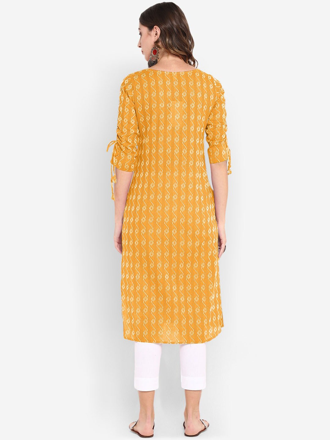 Women Yellow & Off-White Kurta