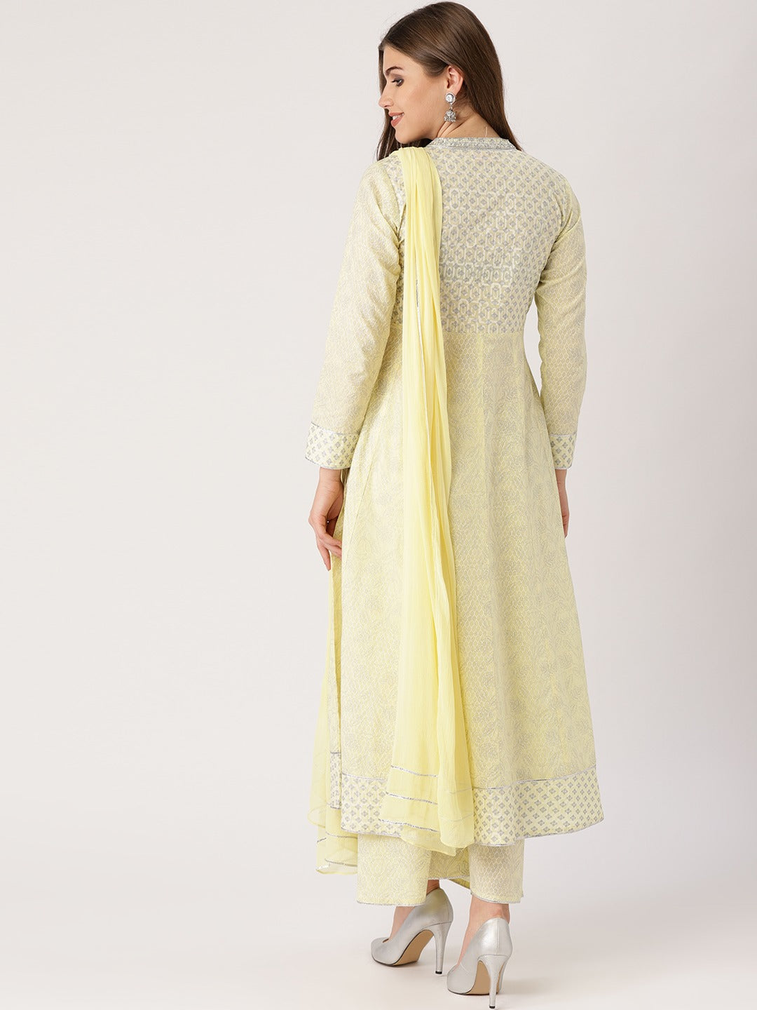 Women Yellow & White Printed Kurta Set