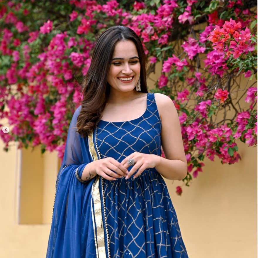 Women's Blue Color Viscose Printed Kurta Set