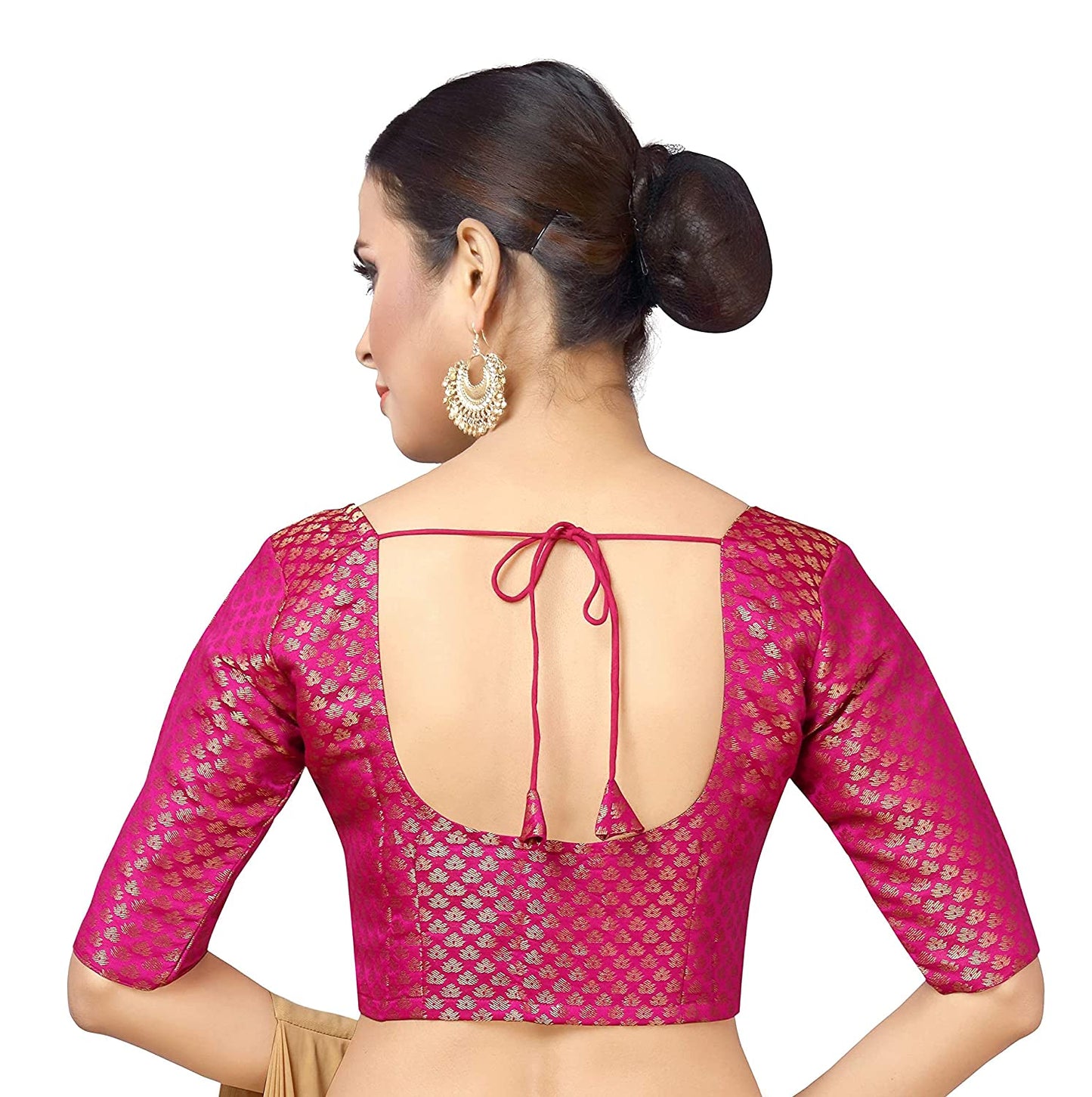 Women's Elbow Length Sleeve Brocade Saree Blouse