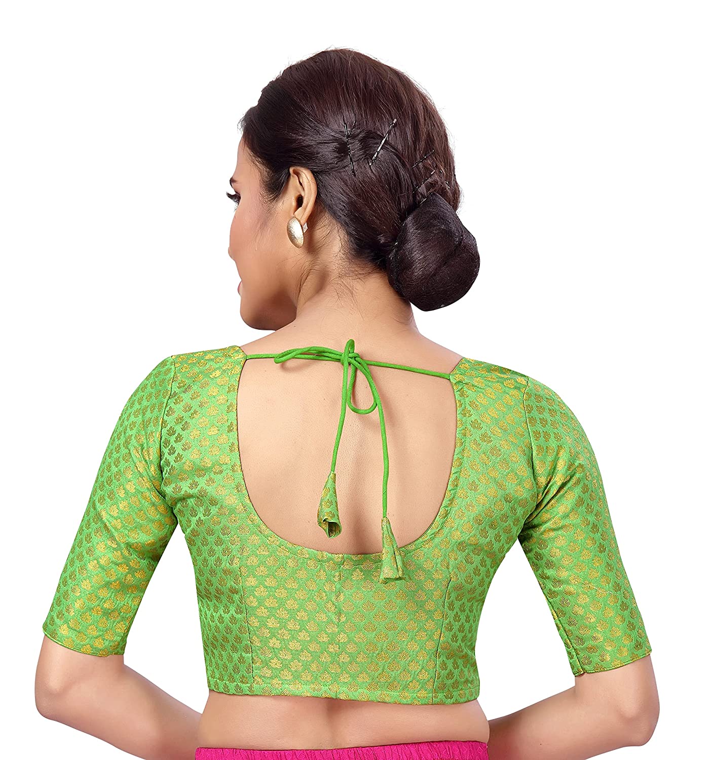 Women's Elbow Length Sleeve Brocade Saree Blouse