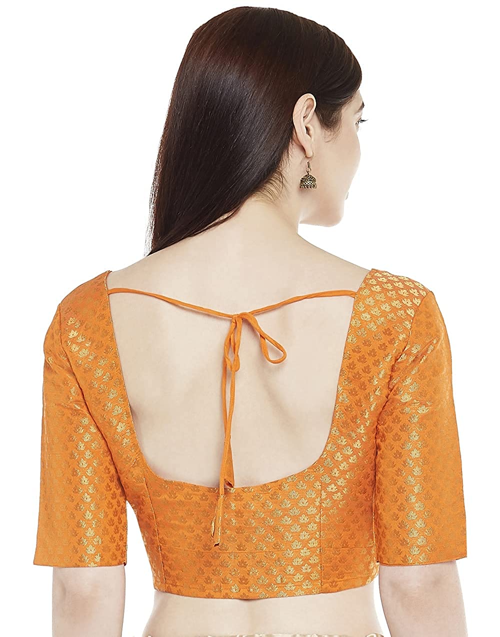 Women's Elbow Length Sleeve Brocade Saree Blouse