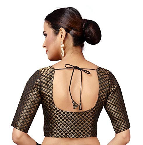 Women's Elbow Length Sleeve Brocade Saree Blouse