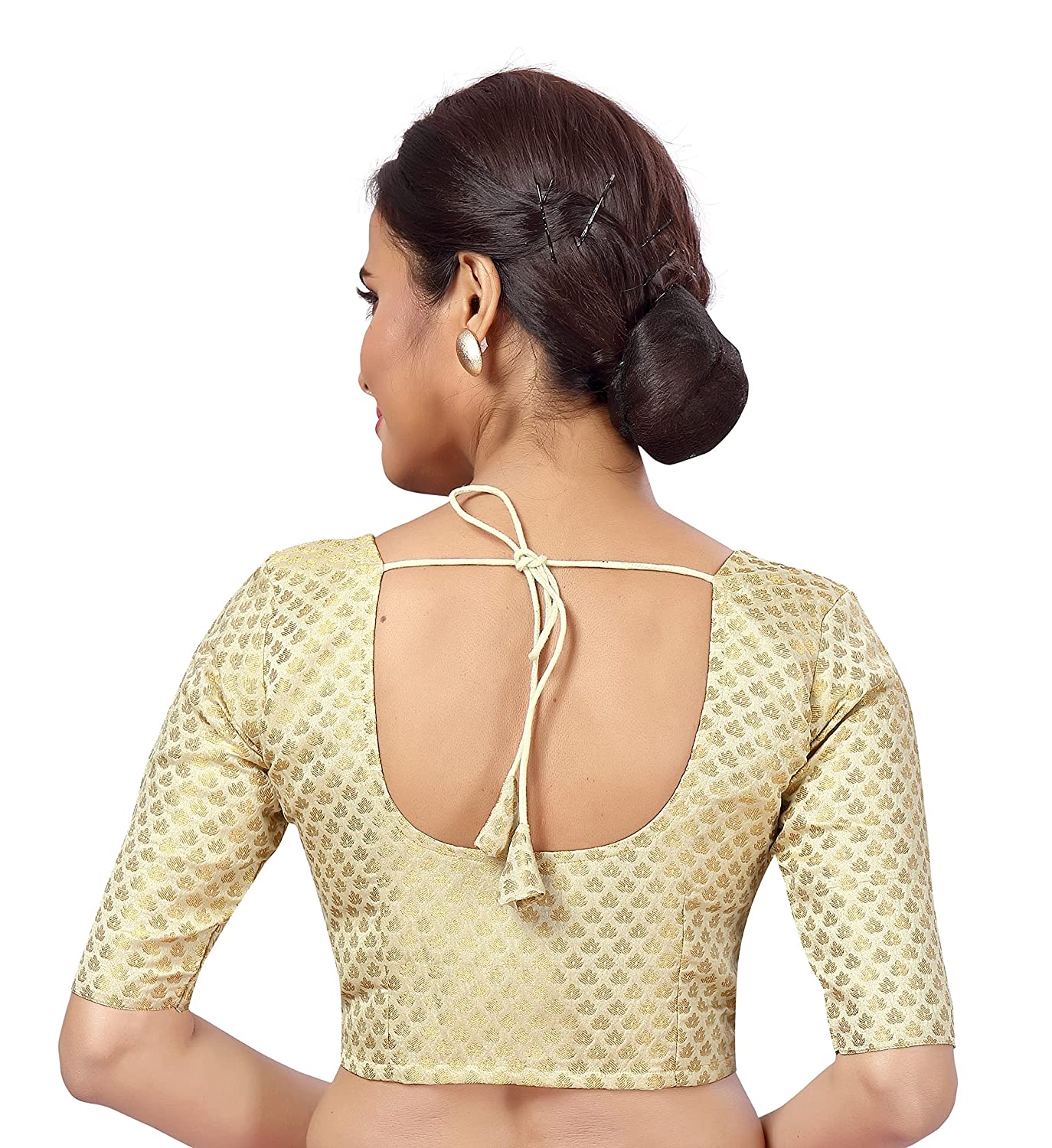 Women's Elbow Length Sleeve Brocade Saree Blouse