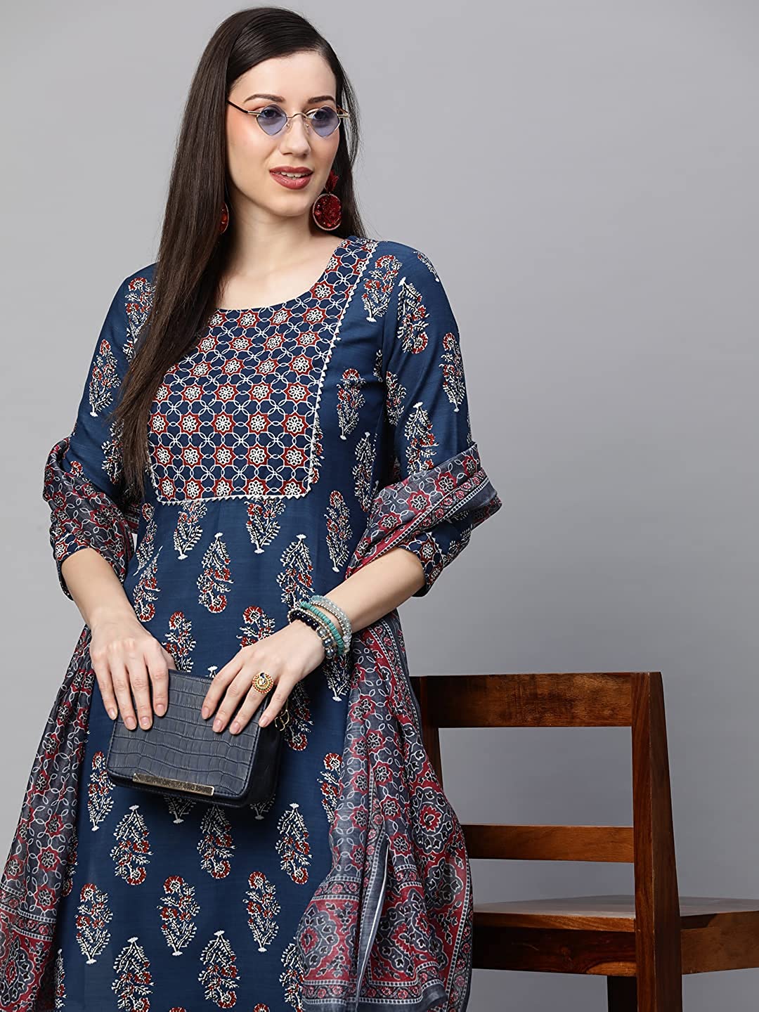 Women's Cotton Blend Straight Printed Kurta Set