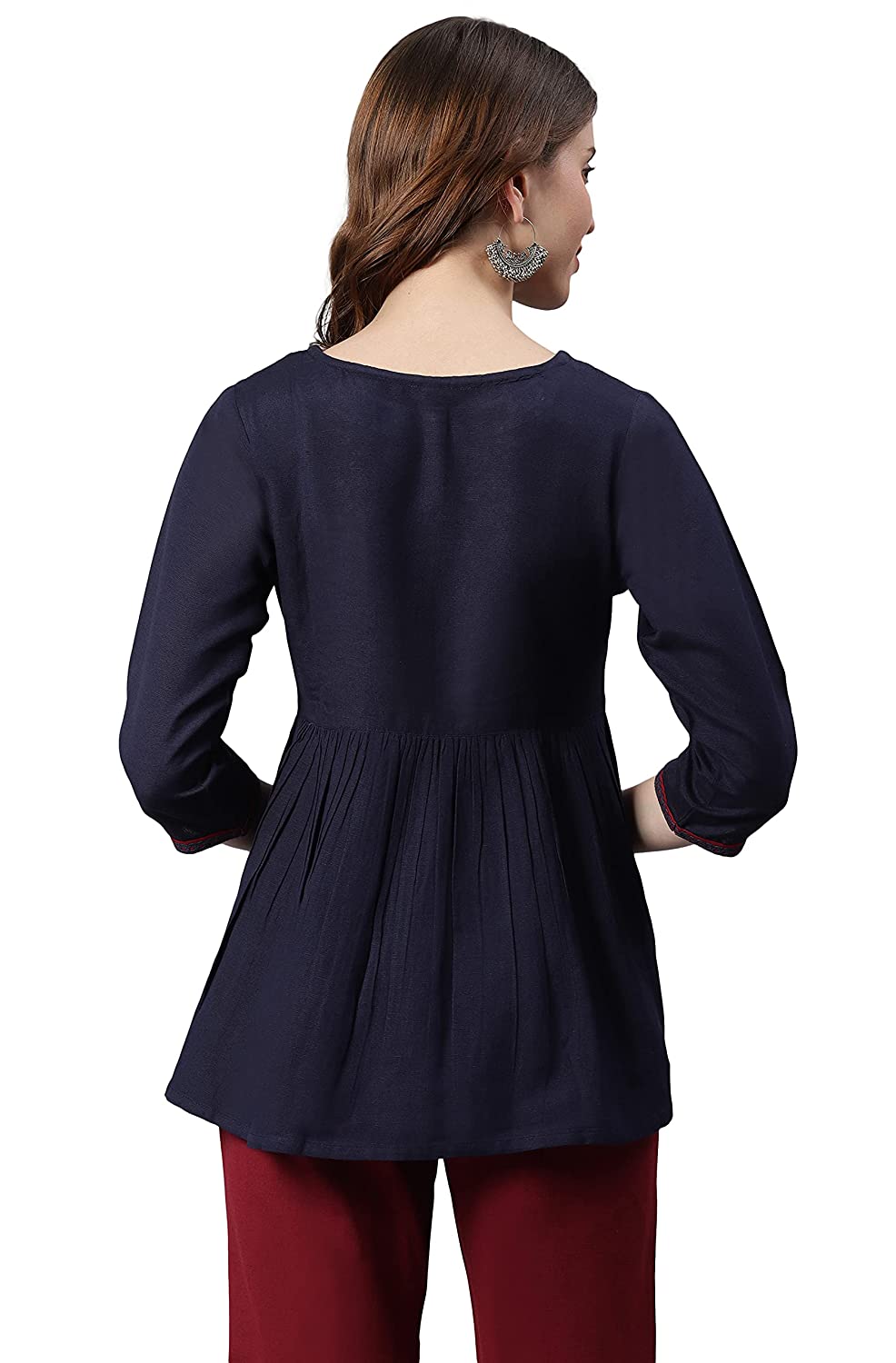 Women's Navy Blue Cotton Flex Top