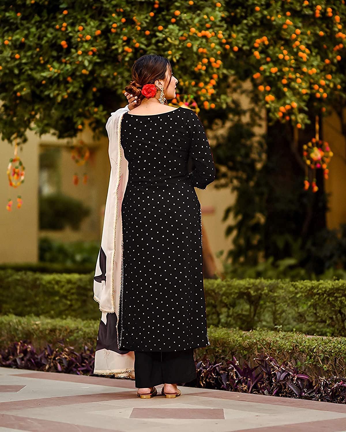Women's Black Rayon Straight Kurta Set