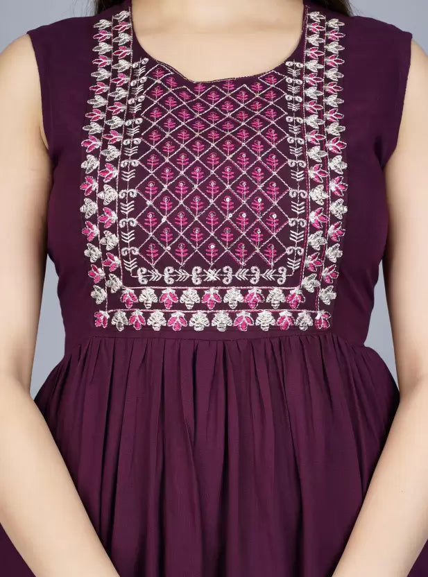 Women Cotton Blend Purple Kurta, Sharara and Dupatta Set Cotton Blend