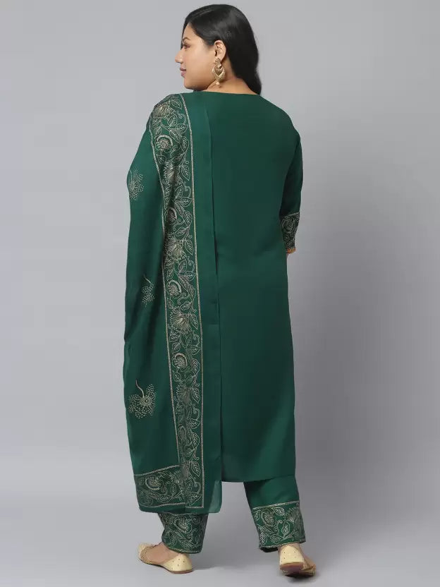 Women Green Viscose Rayon Kurta and Pant Set