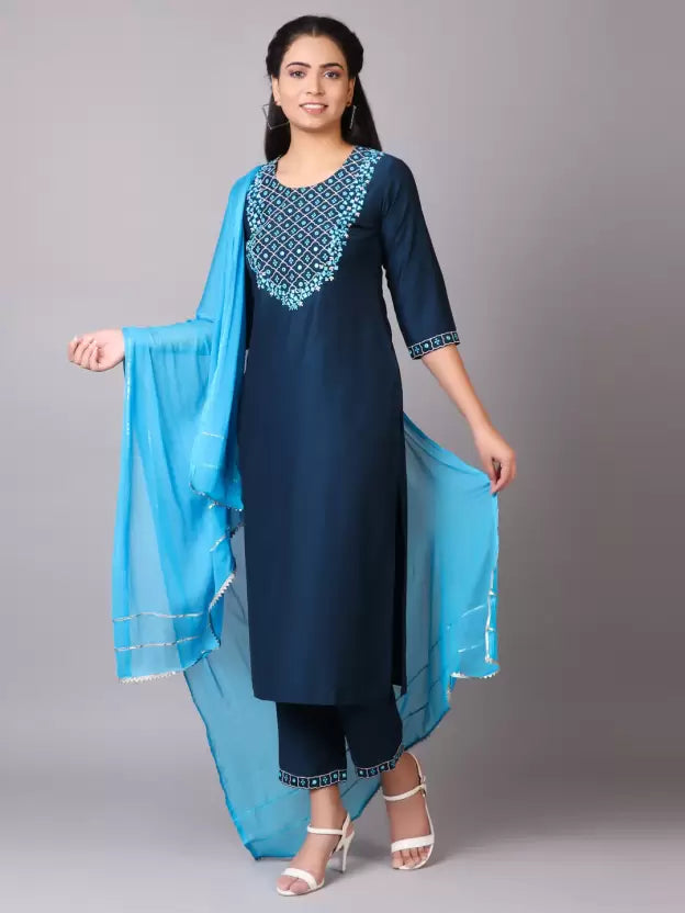 Women Rama Art Silk Kurta set