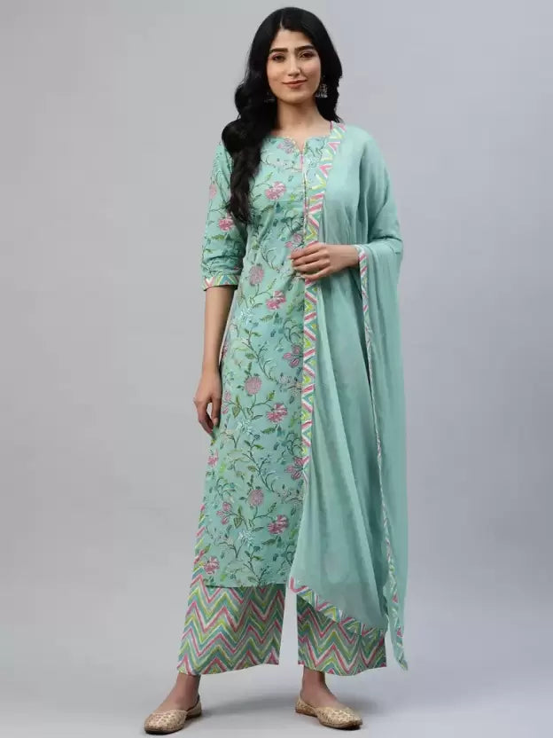 Women Mint Blue Green Kurta set