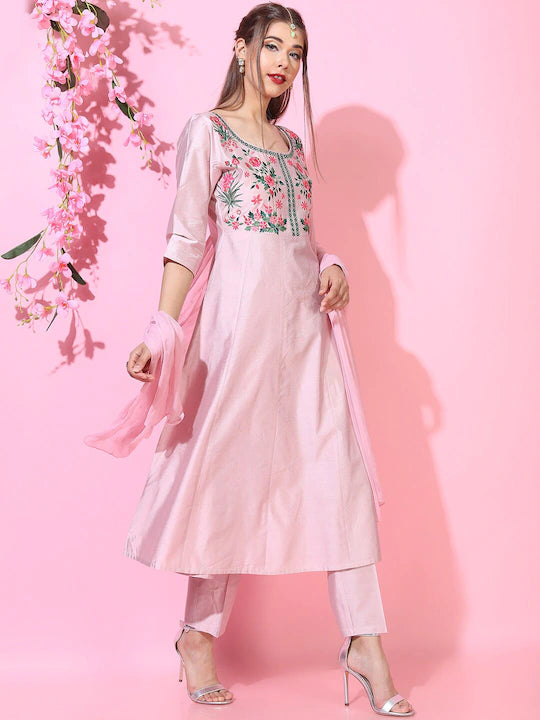 Women Floral Viscose Rayon Kurta Set