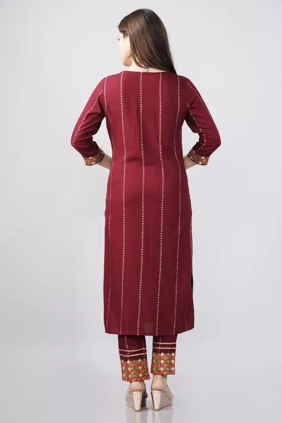 Women Kurta and Pant Set Viscose Rayon