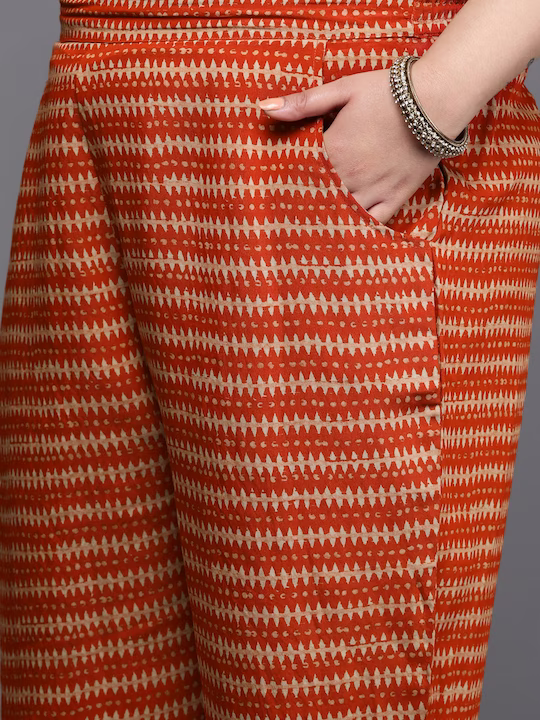 Women Plus Size Printed Gotta Patti Kurta With Palazzos & With Dupatta