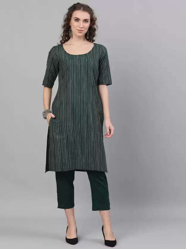 Women Kurta and Capri Trousers Set Pure Cotton
