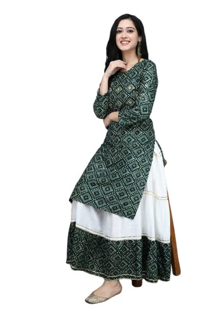Women's Rayon Straight Kurti with Skirt Set