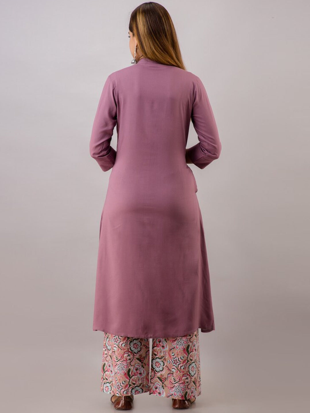 Women Purple Floral Kurta Set