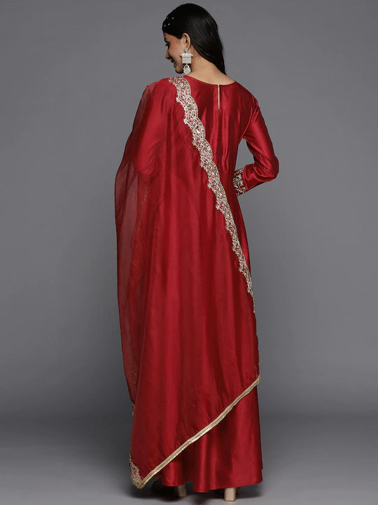 Royal Red Women Liva Anarkali Kurta set