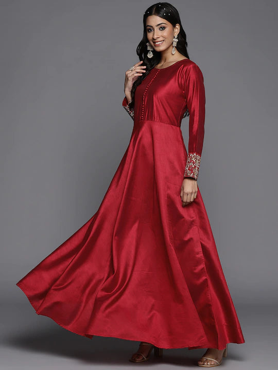 Royal Red Women Liva Anarkali Kurta set