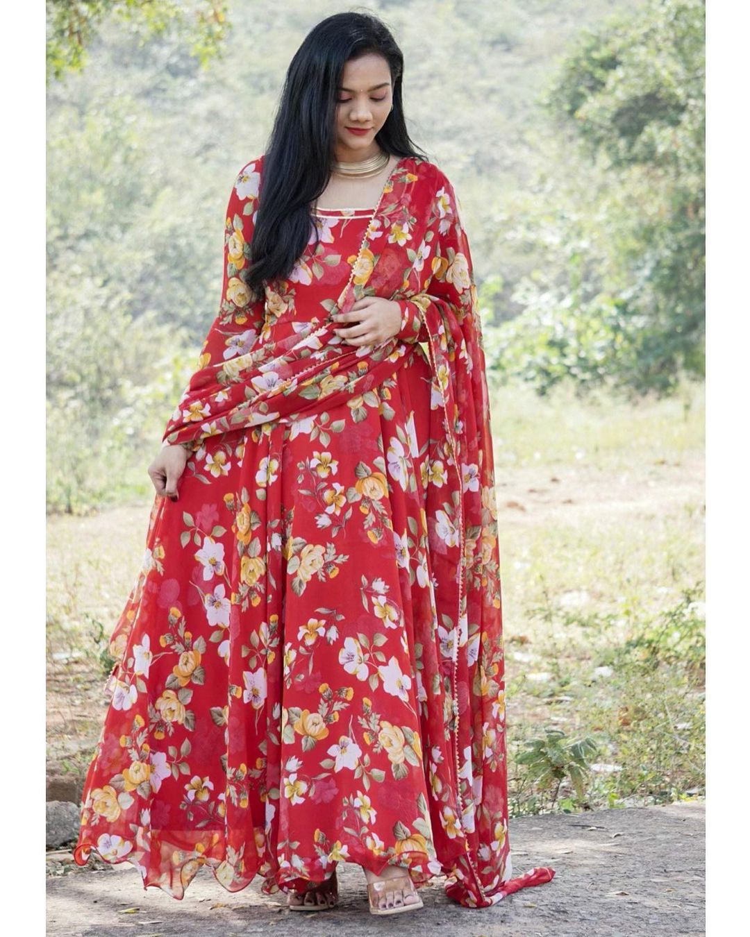 Women Maxi Gown With Shawl