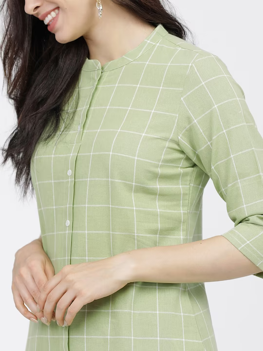 Women Green Regular Pure Cotton Kurta with Palazzos