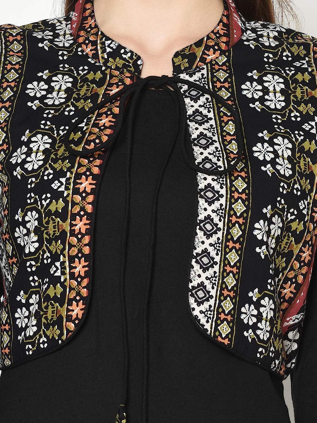 Women's Black Rayon Jacket Kurta with Palazzo Pant Set