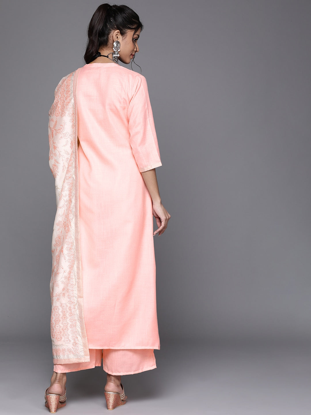 Women Pink Pure Cotton Solid Kurta Set