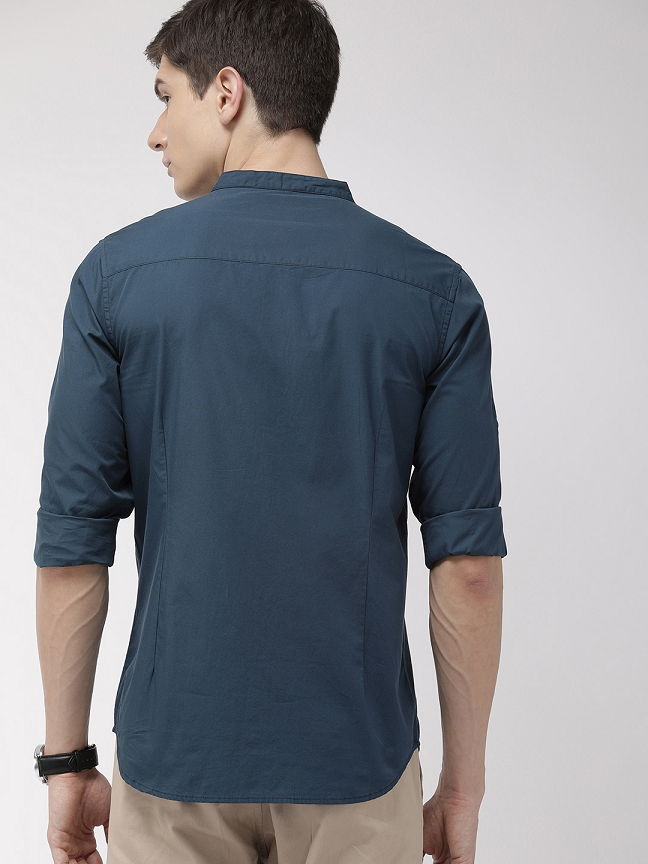 Men's Teal Blue Slim Fit Shirt