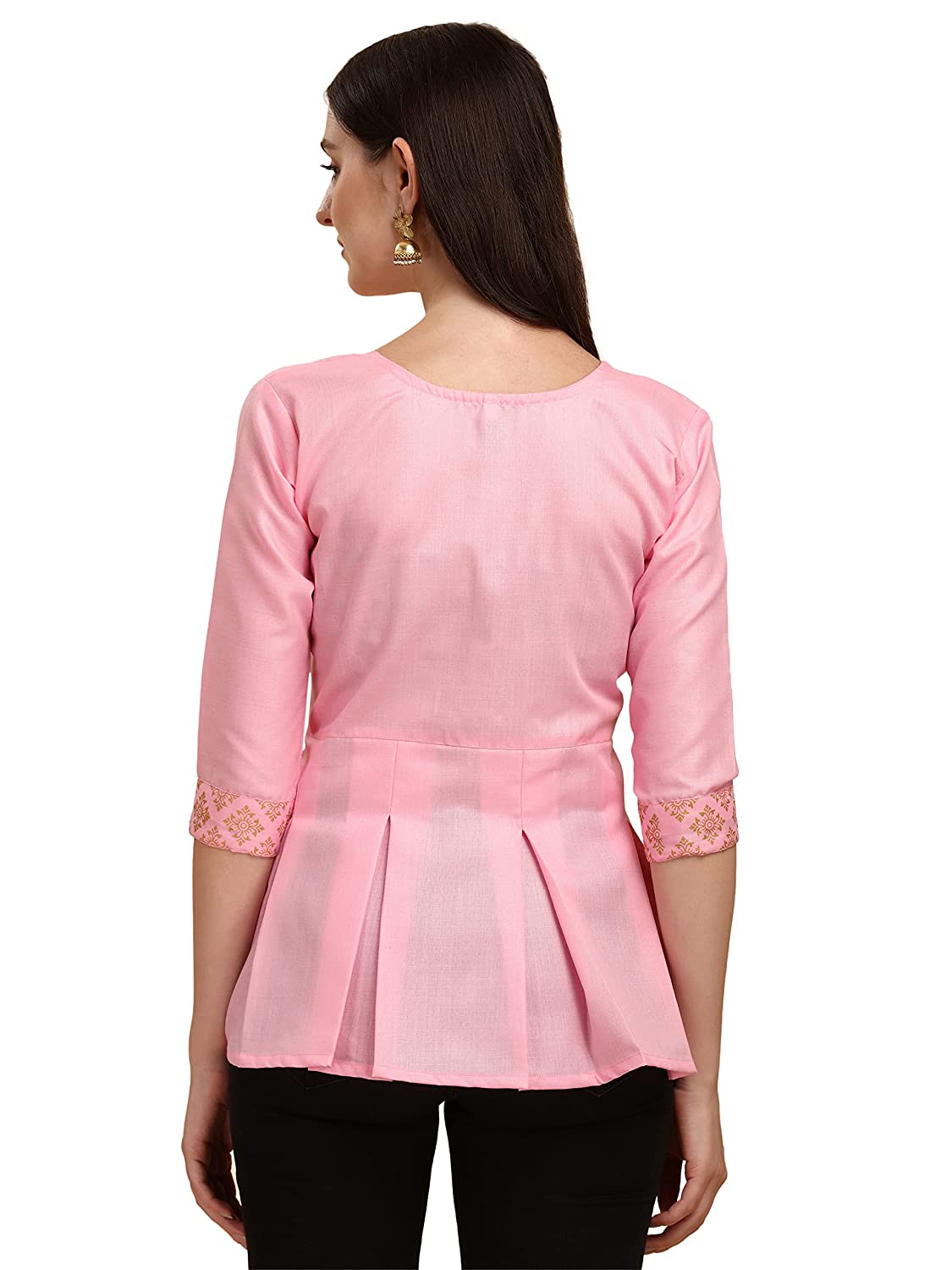 Women Gold Printed Cotton Top