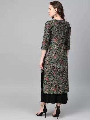 Women Cotton Blend Black Kurta and Palazzo Set
