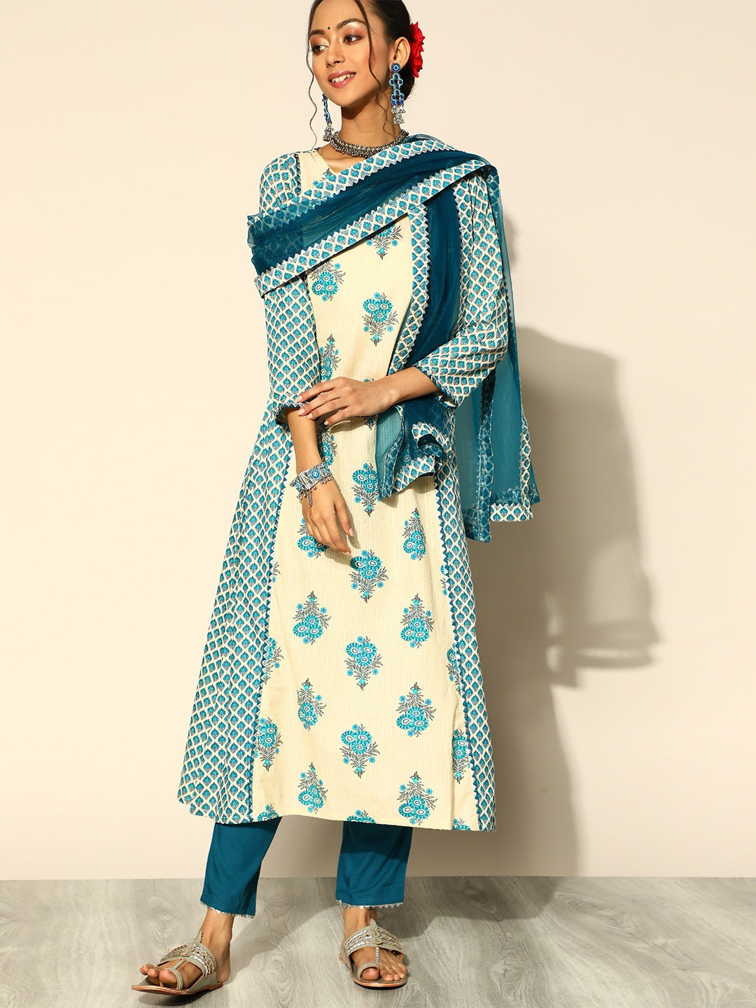 Printed Cotton Blend Kurta Set