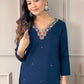 Ethnic Motifs Embroidered Thread Work Kurta With Trousers & Dupatta