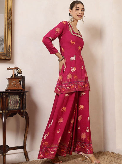 Women Ethnic Motifs Printed Regular Gotta Patti Kurta with Palazzos