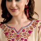 Embroidered Three Quarter Sleeves Kurta With Trousers Set