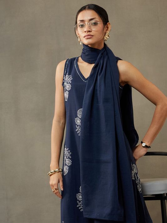 Women Ethnic Motifs Printed Pure Cotton Sleek Work Smart Office Kurta with Trousers & Dupatta
