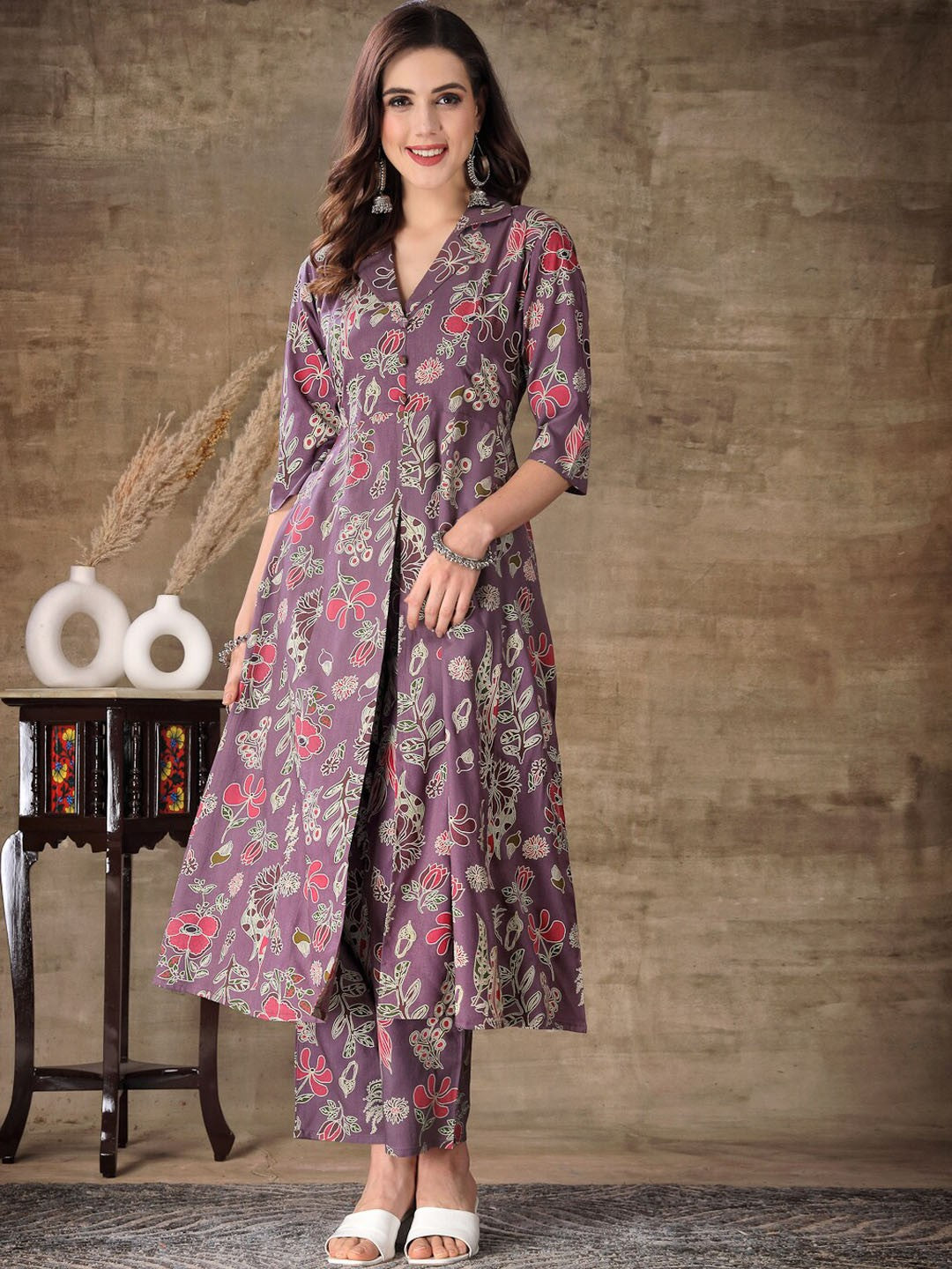 Floral Printed A-line Kurta And Trouser Set