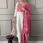 Women Floral Embroidered Regular Chanderi Cotton Kurta with Trousers & With Dupatta