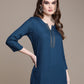 Women Blue Striped Regular Kurta with Palazzos