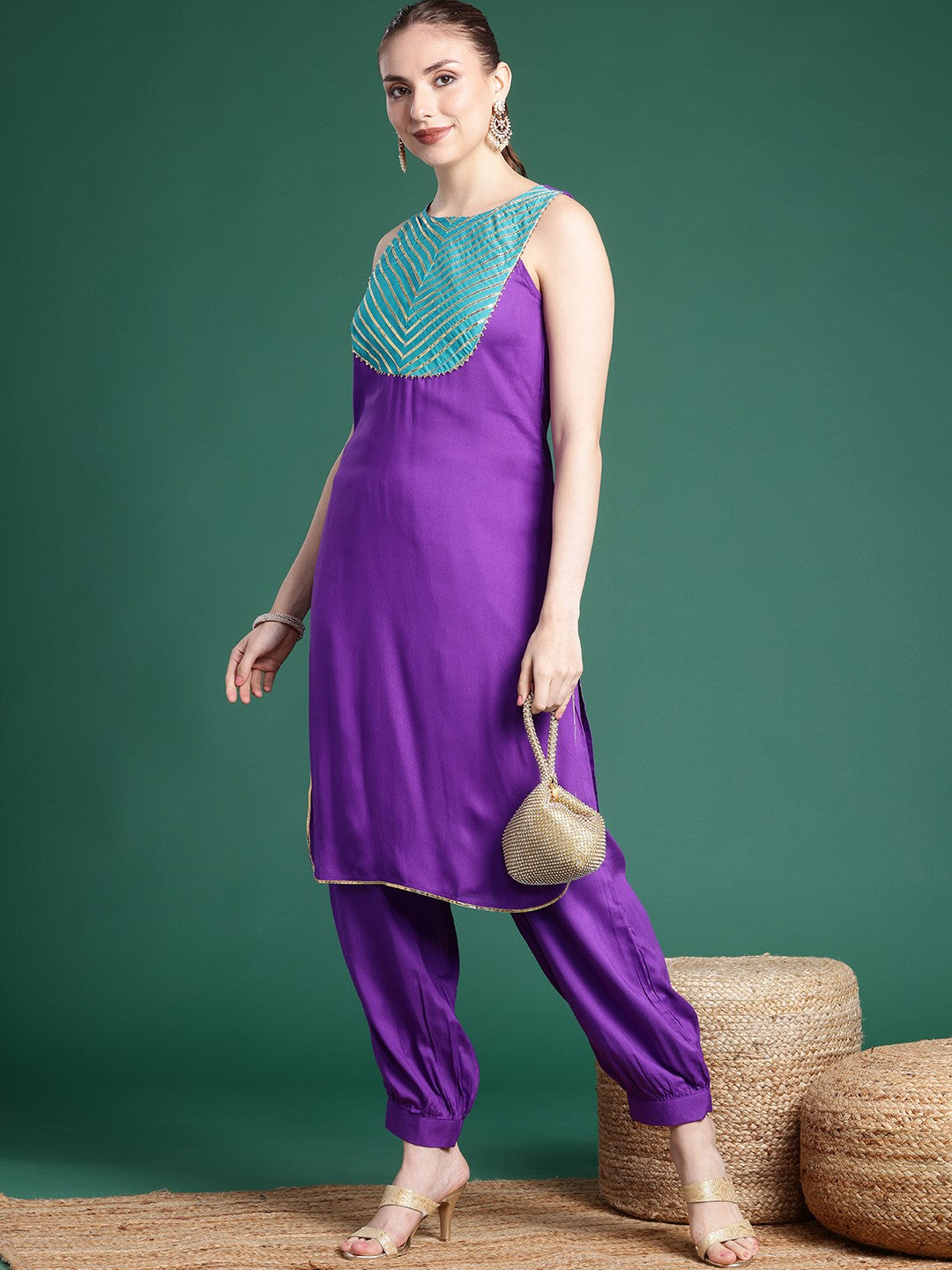 Women Yoke Design Gotta Patti Kurta with Salwar