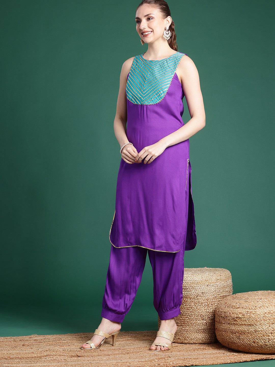 Women Yoke Design Gotta Patti Kurta with Salwar