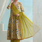 Round Neck Floral Printed Anarkali Kurta with Palazzo & Dupatta