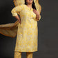 Plus Size Floral Printed Regular Kurta With Trousers & Dupatta