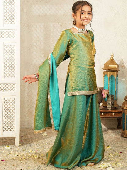 Girls Regular Gotta Patti Kurta with Palazzos & With Dupatta